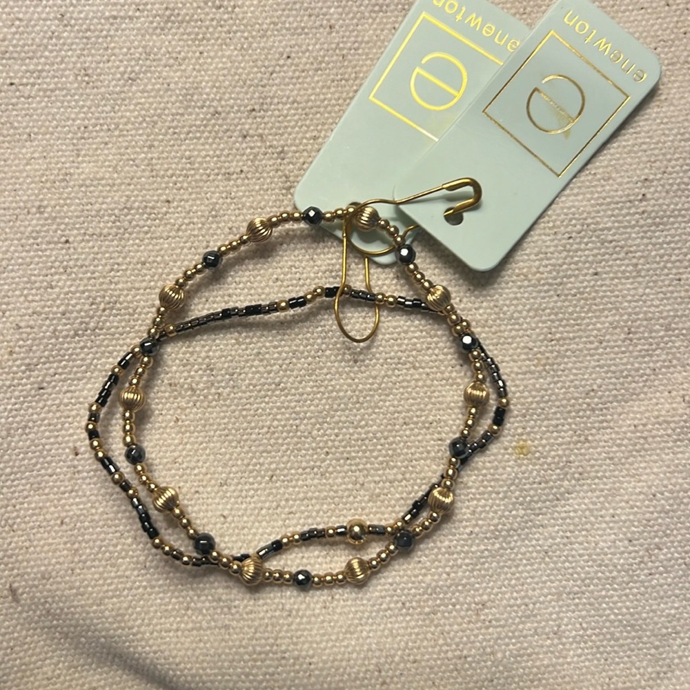 X2 enewton 4mm beaded bracelets gold/onyx